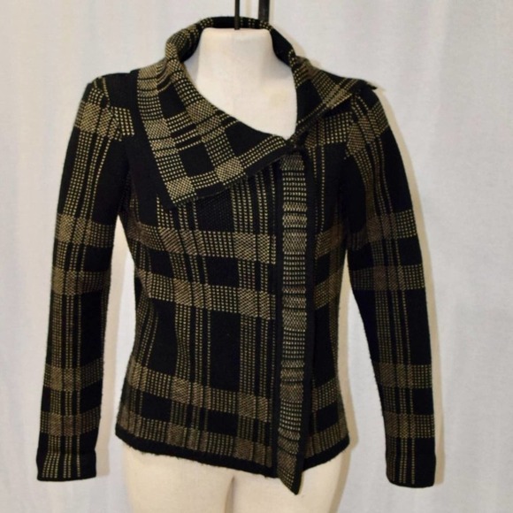 Like new PECK & PECK black and tan knitted  jacket - Picture 1 of 4